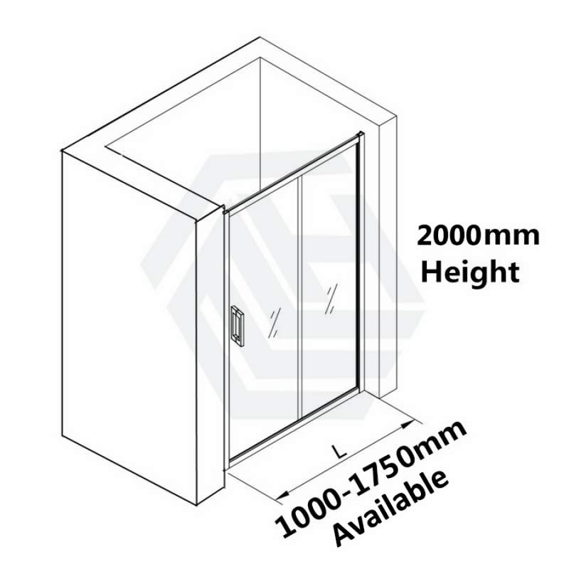 1000-1750X2000Mm Semi-Frameless Shower Screen Sliding Door Wall To Chrome Hardwares 6Mm Glass