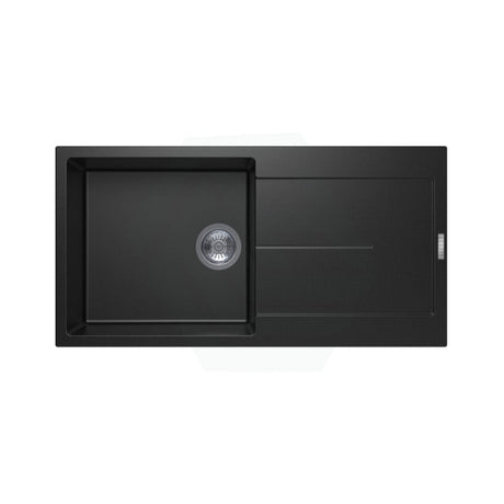 1000X500X200mm Carysil Black Single Bowl With Drainer Board Granite Kitchen Laundry Sink Top/ Undermount