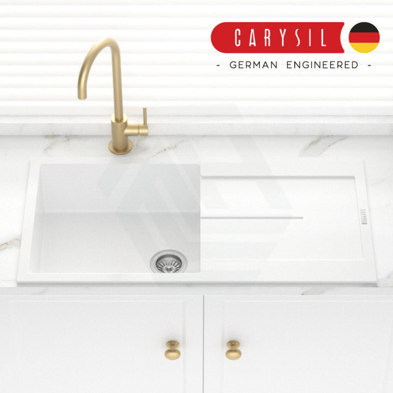 Carysil Granite Kitchen Sink Single Drain Board Square 1000mm White