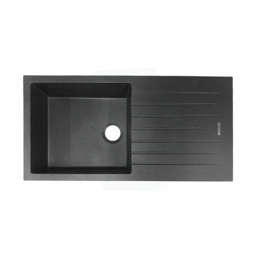 1000X500X200mm Metallic Black Quartz Granite Single Bowl Sink With Drain Board For Top/ Under Mount