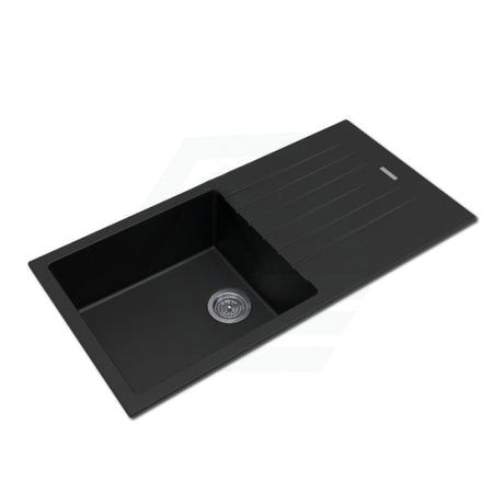 1000X500X200mm Metallic Black Quartz Granite Single Bowl Sink With Drain Board For Top/ Under Mount