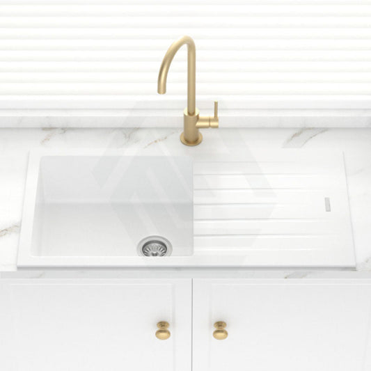 Granite Kitchen Sink Single Drain Board 1000mm White