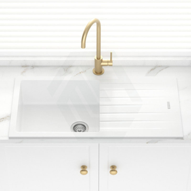 Granite Kitchen Sink Single Drain Board 1000mm White