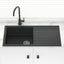 1000X500X220mm Carysil Black Single Bowl With Drainer Board Granite Kitchen Laundry Sink