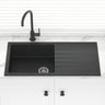 1000X500X220mm Carysil Black Single Bowl With Drainer Board Granite Kitchen Laundry Sink