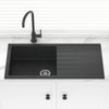 1000X500X220Mm Carysil Black Single Bowl With Drainer Board Granite Kitchen Laundry Sink