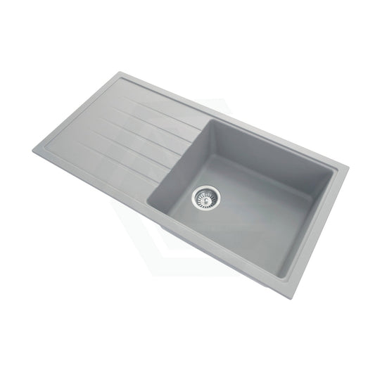 1000X500X220Mm Carysil Concrete Grey Single Bowl With Drainer Board Granite Kitchen Laundry Sink