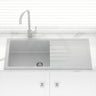 1000X500X220mm Carysil Concrete Grey Single Bowl With Drainer Board Granite Kitchen Laundry Sink