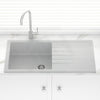 1000X500X220Mm Carysil Concrete Grey Single Bowl With Drainer Board Granite Kitchen Laundry Sink