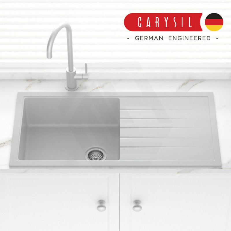 Carysil Granite Kitchen Sink Single Drain Board 1000mm Concrete Grey
