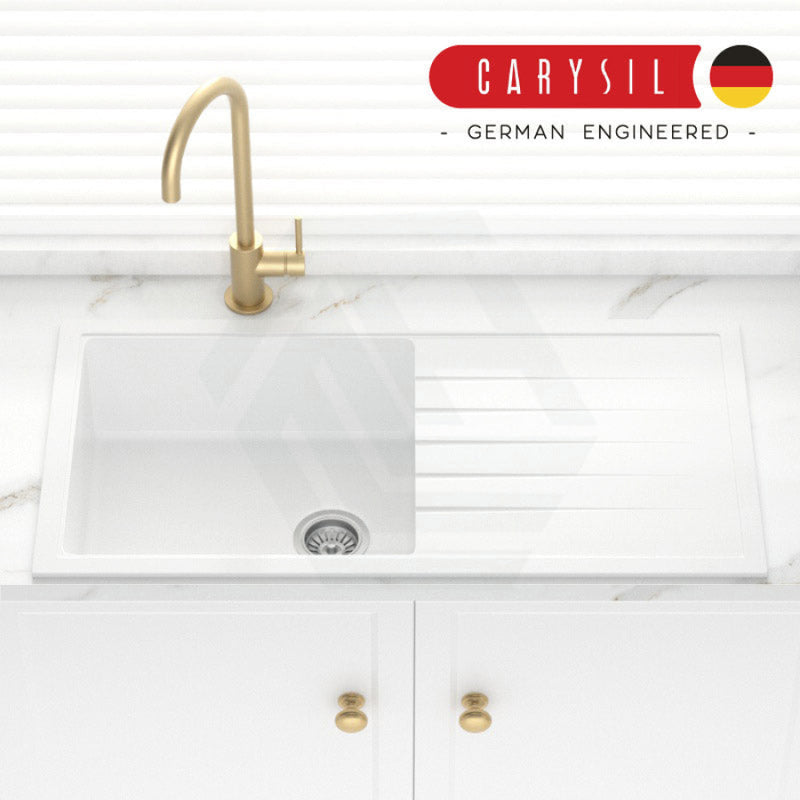 Carysil Granite Kitchen Sink Single Drain Board 1000mm White