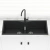 1140X500X230Mm Black Quartz Granite Double Bowls Sink For Top/Under Mount In Kitchen Sinks