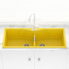 1140X500X230Mm Yellow Quartz Granite Double Bowls Sink For Top/Under Mount In Kitchen Sinks