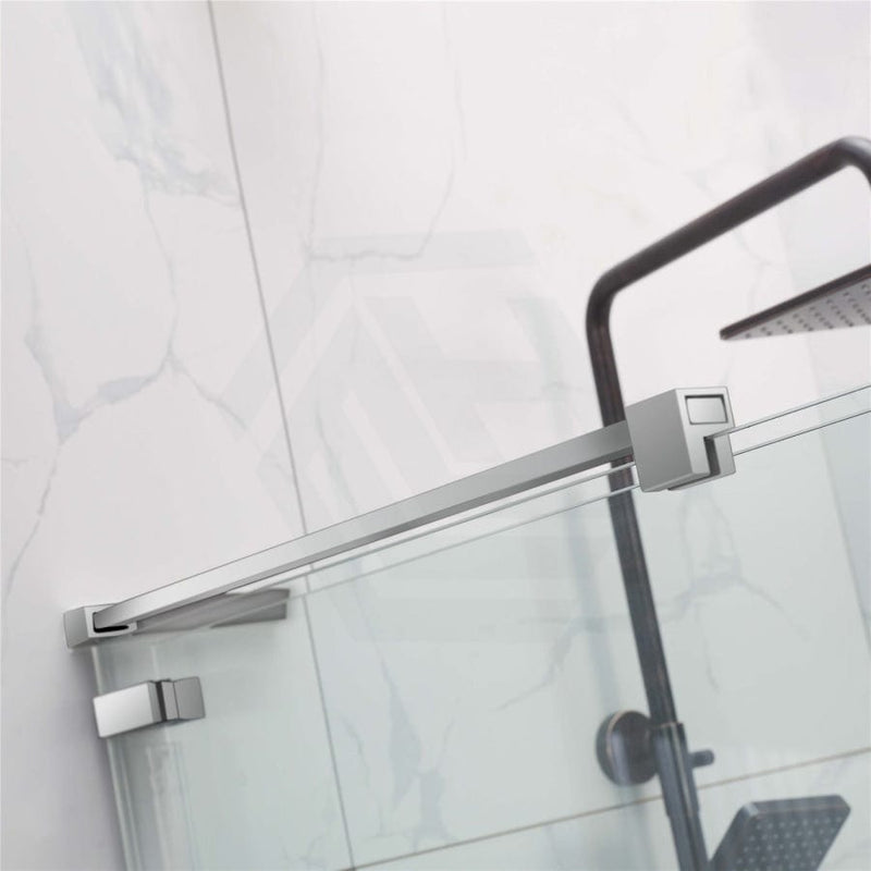1150-1450Mm Wall To Sliding Shower Screen Frameless In-Glass Circle Cut Handle 10Mm Tempered Glass