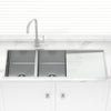 Stainless Steel Kitchen Sink Double Bowls Drainboard 1160mm