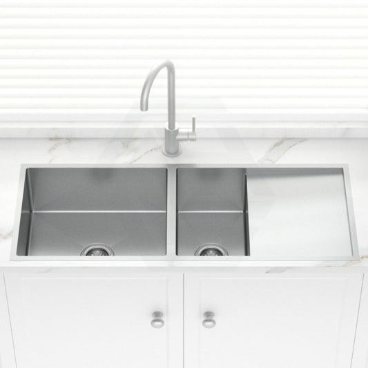 Stainless Steel Kitchen Sink 1 Half Double Bowls Drainer Board 1160mm