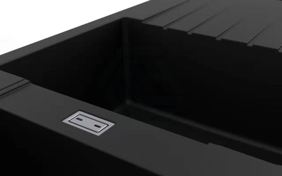 1160X500X200mm Black Granite Quartz Stone Kitchen Laundry Sink Double Bowls Drainboard Top Mount