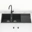 1160X500X200mm Carysil Black Double Bowl With Drainer Board Granite Kitchen Laundry Sink Top Mount