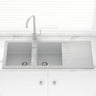 1160X500X210mm Carysil Concrete Grey Double Bowl Drainer Board Granite Kitchen Laundry Sink