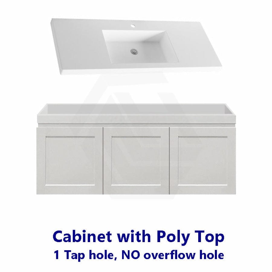 600-1500Mm Miami Wall Hung Bathroom Floating Vanity With Left / Right Drawers Matt White Shaker