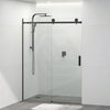 Tempered Glass Wall To Wall Sliding Shower Screen Frameless Square Handle Black