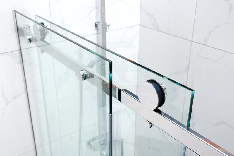 1180-2000X2000Mm Wall To Sliding Shower Screen Frameless Chrome Stainless Steel Square Handle 10Mm