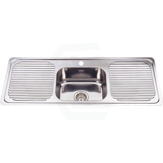 1180X480X170Mm Stainless Steel Kitchen Sink Single Bowl Double Drainer Board Sinks
