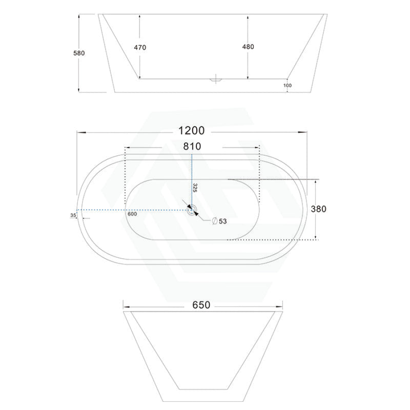 1200/1300/1400/1500/1600/1700Mm Oval Bathtub Freestanding Acrylic Gloss White No Overflow 1200Mm