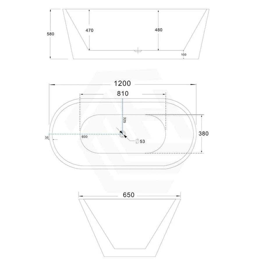 1200/1300/1400/1500/1600/1700mm Oval Bathtub Freestanding Acrylic Gloss White No Overflow 1200mm
