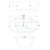 1200/1300/1400/1500/1600/1700mm Oval Bathtub Freestanding Acrylic Gloss White No Overflow 1200mm