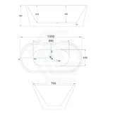 1200/1300/1400/1500/1600/1700mm Oval Bathtub Freestanding Acrylic Gloss White No Overflow 1300mm