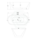 1200/1300/1400/1500/1600/1700mm Oval Bathtub Freestanding Acrylic Gloss White No Overflow 1700mm
