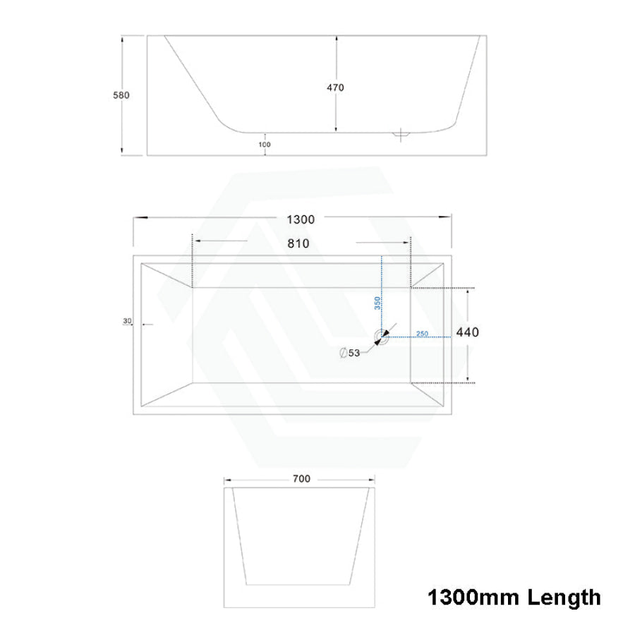 1200/1300/1400/1500/1600/1700mm Square Bathtub Multi Fit Corner Back To Wall Freestanding Acrylic