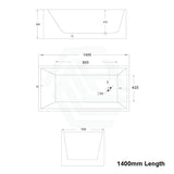 1200/1300/1400/1500/1600/1700mm Square Bathtub Multi Fit Corner Back To Wall Freestanding Acrylic