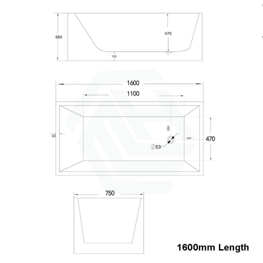 1200/1300/1400/1500/1600/1700mm Square Bathtub Multi Fit Corner Back To Wall Freestanding Acrylic