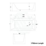 1200/1300/1400/1500/1600/1700mm Square Bathtub Multi Fit Corner Back To Wall Freestanding Acrylic