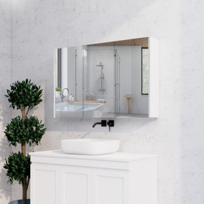 450/600/750/900/1200/1500mm Matt White Pvc Filmed Shaving Cabinet With Copper Free Mirror Wall Hung