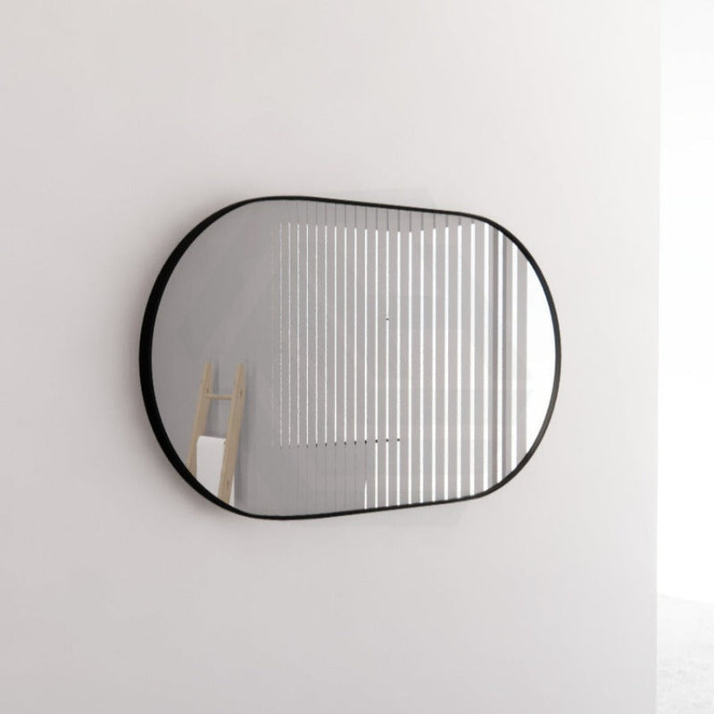 1200/700Mm Bathroom Black Framed Oval Mirror Wall Mounted Mirrors