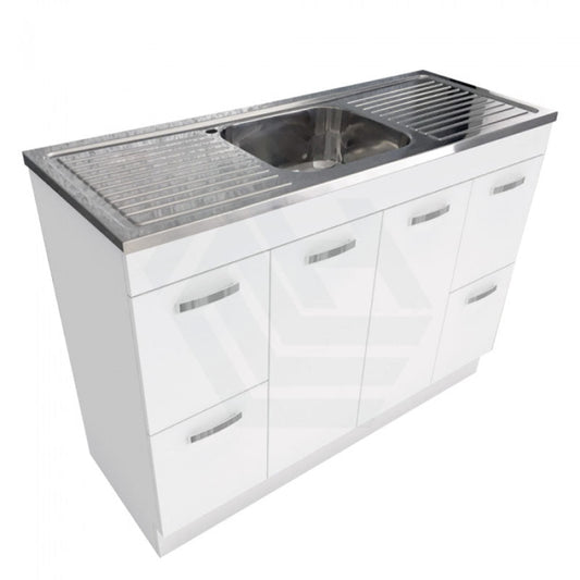 1200mm Citi E0 Board Gloss White Freestanding Kickboard Vanity Cabinet with Stainless Steel Sink-Top