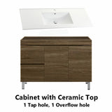 1200Mm Freestanding Mdf Curve Edge Vanity Dark Oak Finish Left / Right Drawers Cabinet Only For