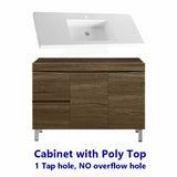 1200Mm Freestanding Mdf Curve Edge Vanity Dark Oak Finish Left / Right Drawers Cabinet Only For