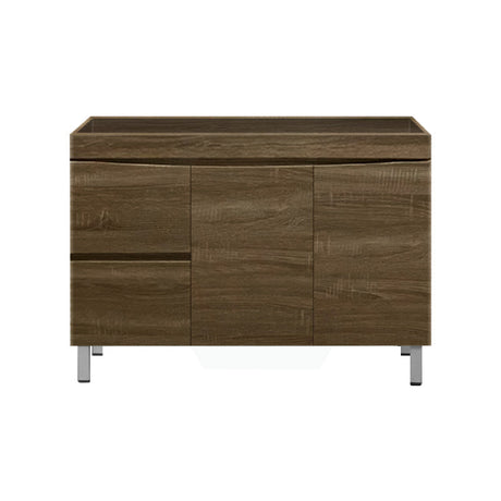1200Mm Freestanding Mdf Curve Edge Vanity Dark Oak Finish Left / Right Drawers Cabinet Only For