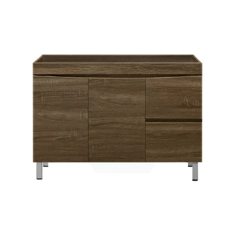 1200Mm Freestanding Mdf Curve Edge Vanity Dark Oak Finish Left / Right Drawers Cabinet Only For