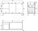 1200Mm Freestanding Mdf Curve Edge Vanity Dark Oak Finish Left / Right Drawers Cabinet Only For