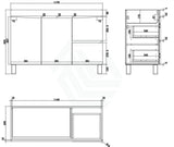 1200Mm Freestanding Mdf Curve Edge Vanity Dark Oak Finish Left / Right Drawers Cabinet Only For