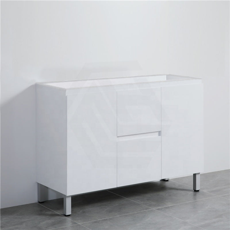 1200Mm Freestanding Pvc Vanity With Gloss White Finish Double Bowls Cabinet Only For Bathroom Only