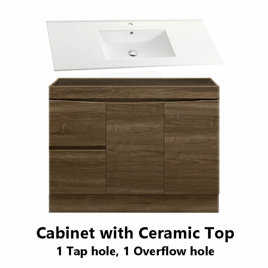 1200Mm Freestanding With Kickboard Mdf Curve Edge Vanity Dark Oak Finish Left / Right Drawers