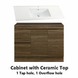 1200Mm Freestanding With Kickboard Mdf Curve Edge Vanity Dark Oak Finish Left / Right Drawers
