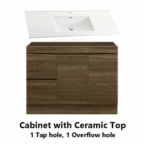 1200Mm Freestanding With Kickboard Mdf Curve Edge Vanity Dark Oak Finish Left / Right Drawers