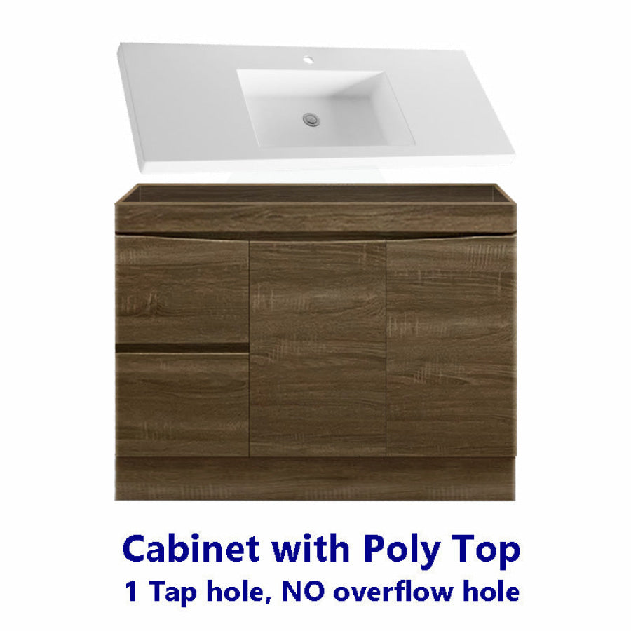 1200Mm Freestanding With Kickboard Mdf Curve Edge Vanity Dark Oak Finish Left / Right Drawers